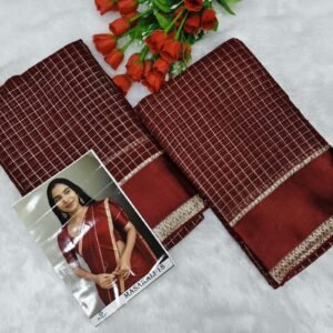 Viscose Georgette Satin Border Saree – Maroon