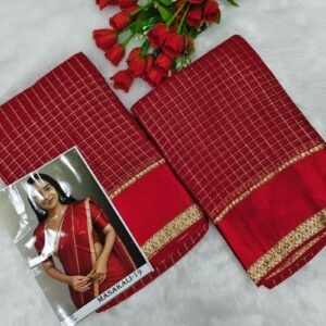 Viscose Georgette Satin Border Saree – Red