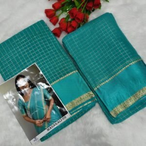Viscose Georgette Satin Border Saree – Turquoise