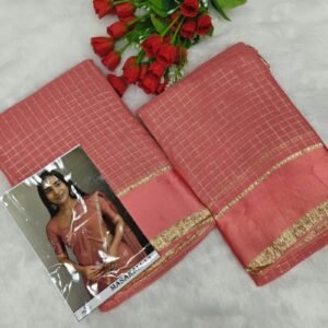 Viscose Georgette Satin Border Saree – Rose Pink