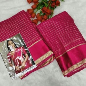 Viscose Georgette Satin Border Saree – Magenta