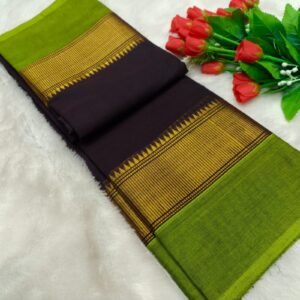 Kanchi Cotton 120 Count Retta Patta Border Saree – Elegant Patta Weave