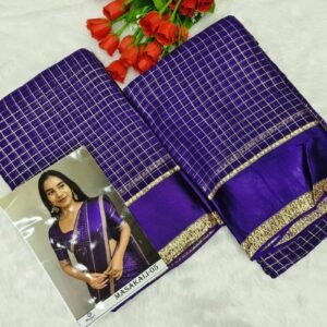 Viscose Georgette Satin Border Saree – Royal Purple