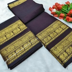 Kanchi Cotton 120 Count Retta Patta Border Saree – Classic Temple Border