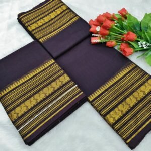 Kanchi Cotton 120 Count Retta Patta Border Saree – Classic Zari Stripes