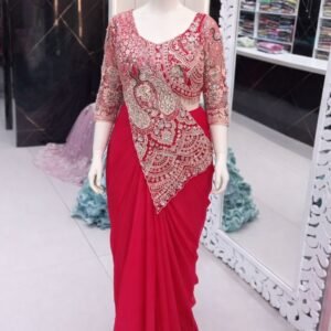 Trending Embroidery Sequence work ready to wear saree with Embroidery Blouse